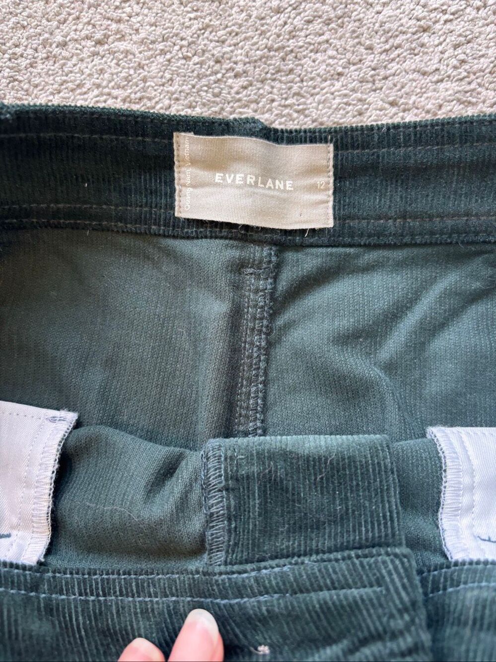NWOT EVERLANE THE CORDUROY WIDE-LEG PANT Deep green, Sz 12 $100 G17 - Picture 5 of 8